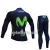 Cykeltrøje Langærmet + Cykelbukser 2017 Movistar Team Børn N001